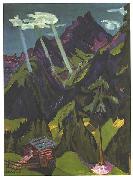 Ernst Ludwig Kirchner Landscape in Graubunder with sun rays Germany oil painting artist